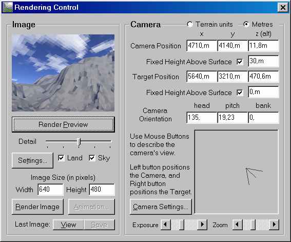 Screenshot von Rendering Controls