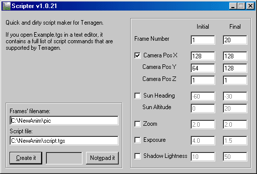 Das Fenster von Scripter